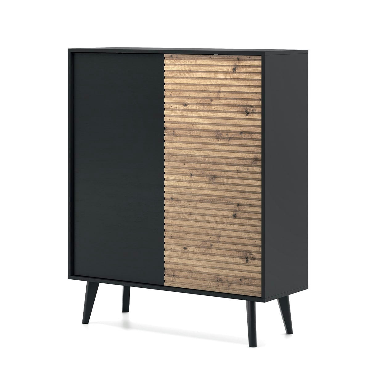 - Buffet haut 2 portes noir et naturel