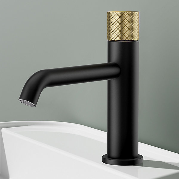 EMKE Robinet de Salle de Bain Noir, 181 x 166 x 50 mm, Laiton, Cartouche Céramique, Mitigeur pour Lavabo, Installation Facile