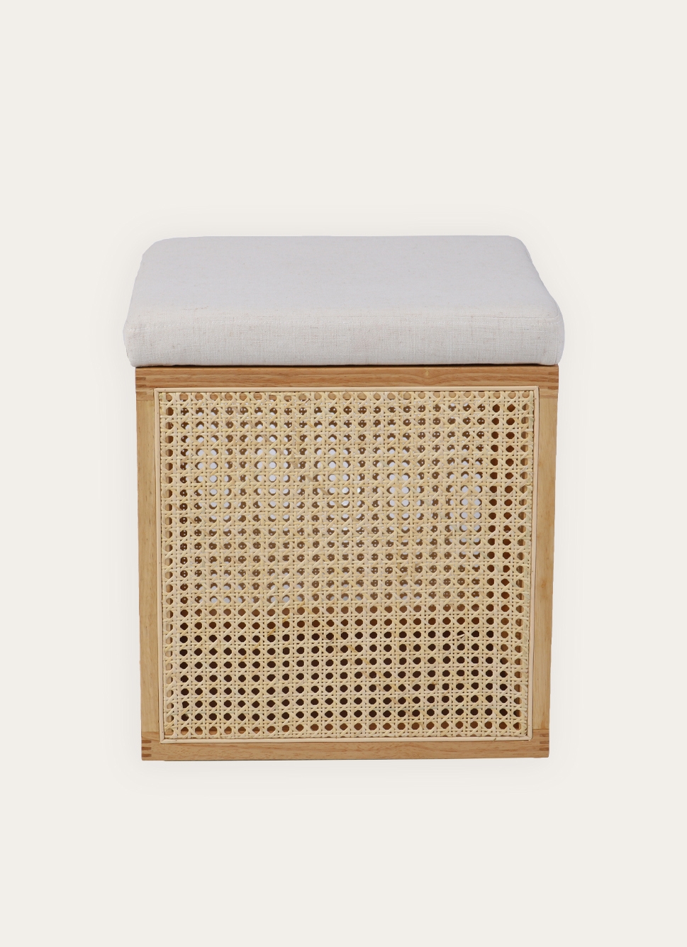 TABOURET EN CANNAGE AVEC RANGEMENT NATUREL/ECRU