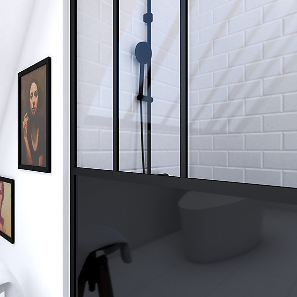 Paroi de douche à l'italienne Galedo Black Indus transparent 120cm