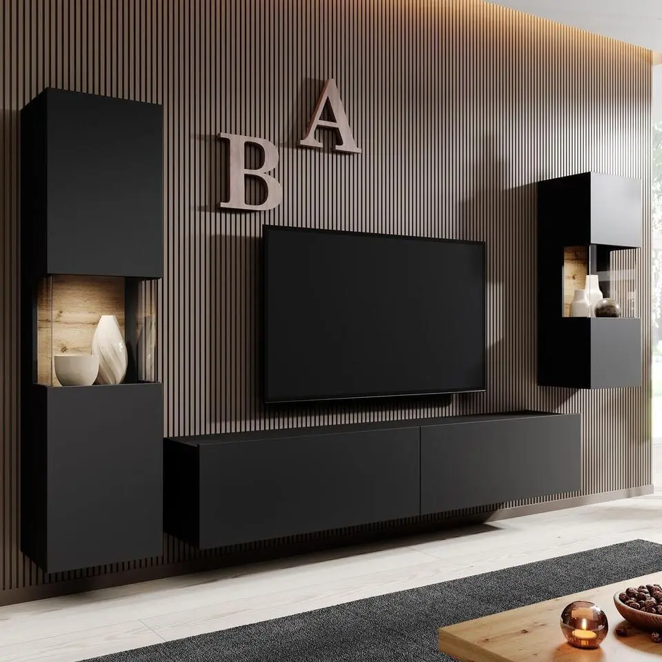 Meubella - Wandmeubel Asilento 2 - Mat zwart