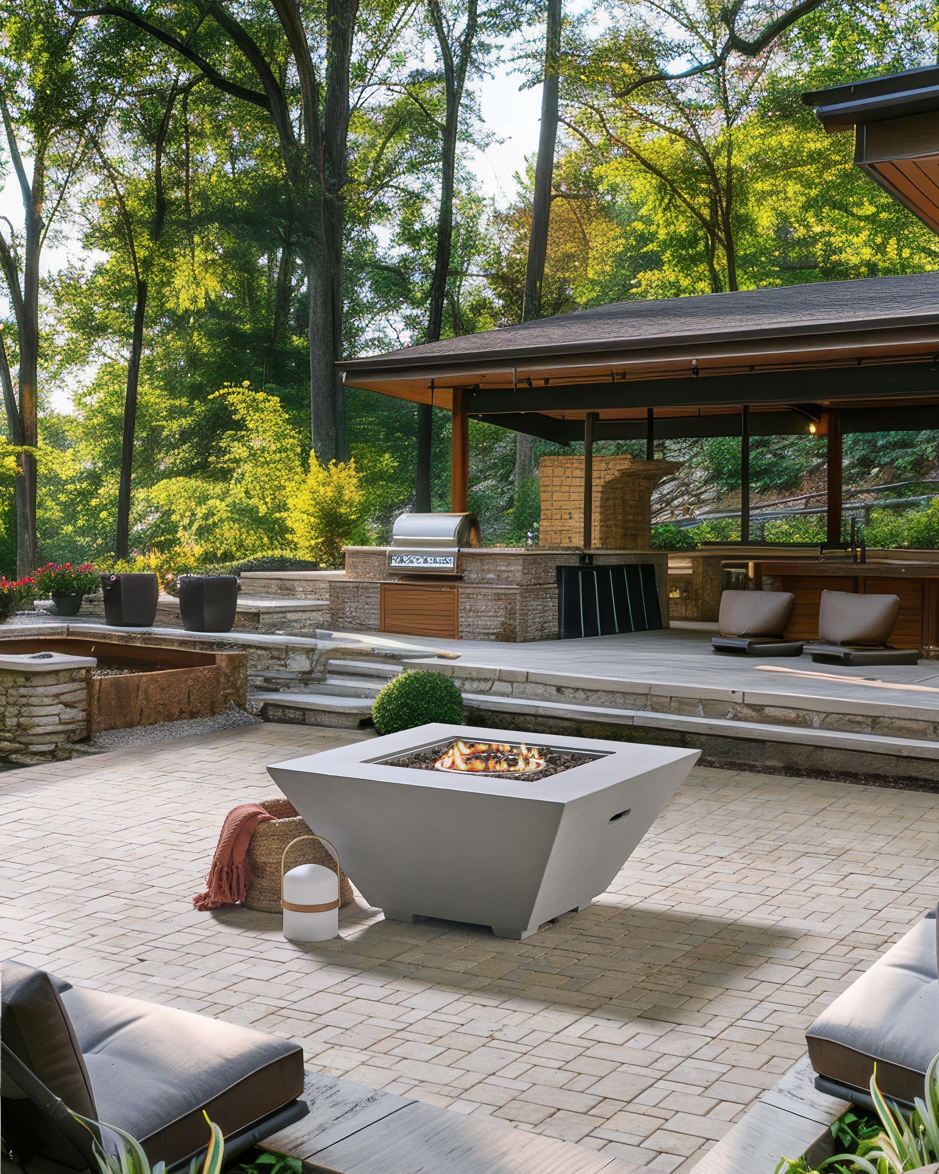 Gas Fire Pit KATMAI Concrete Light Grey