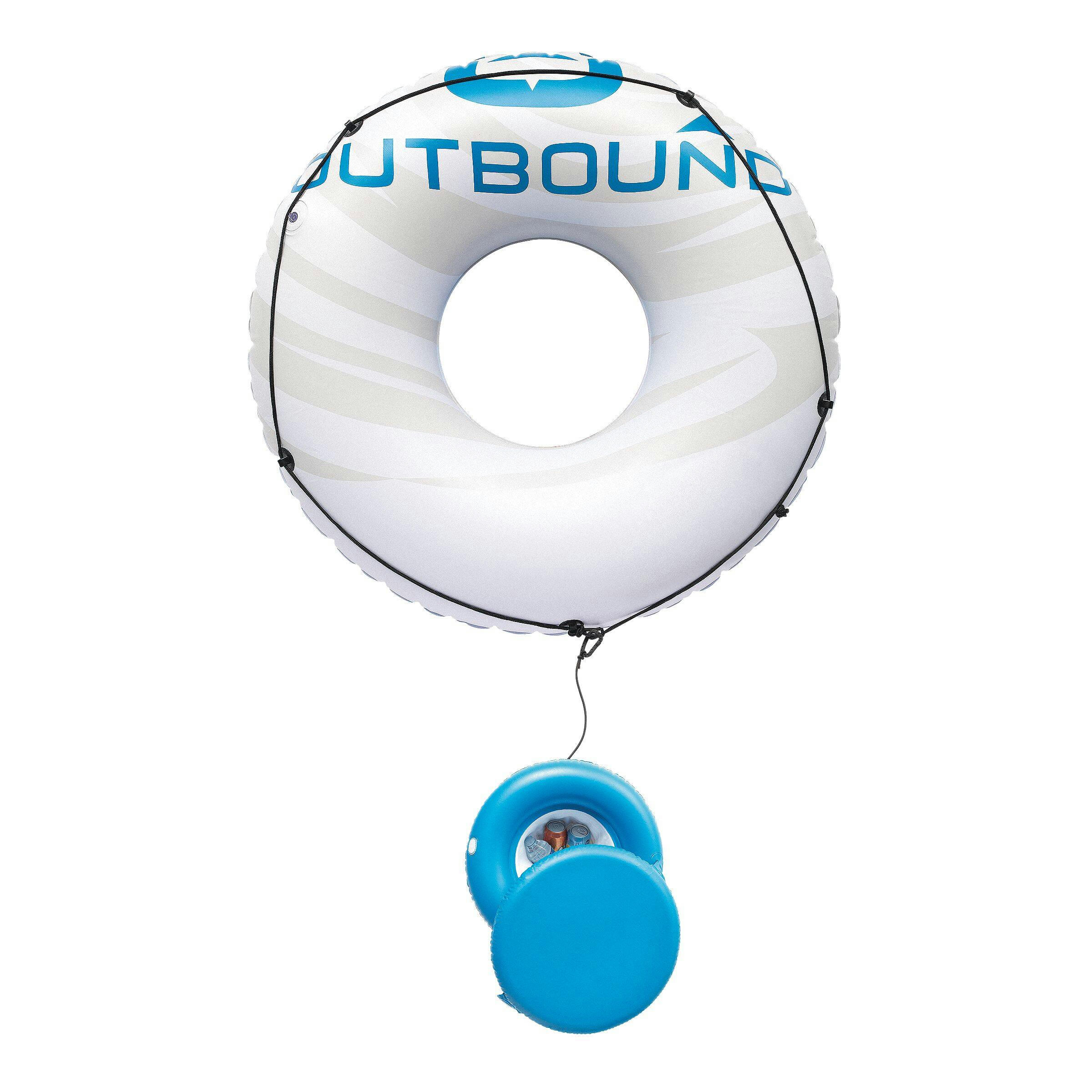 Outbound Inflatable Floating River/Lake Connectable 1-Person Tube/Ring, White/Blue, 47-in