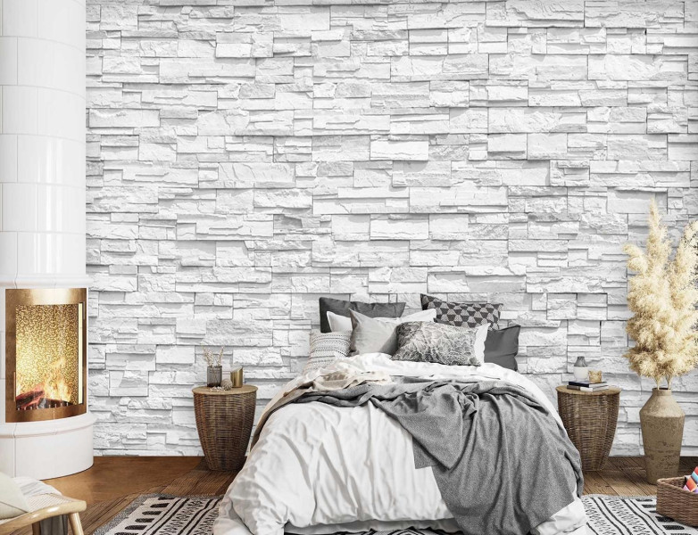 Feeby Fototapeta, Mur z białych kamieni 150x105