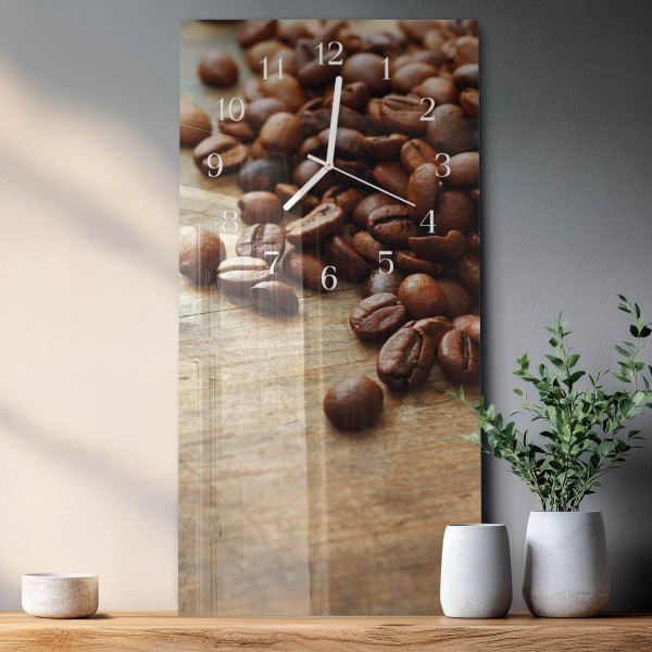 Zegar ozdobny 30x60 Ziarna Kawy szklany ścienny
