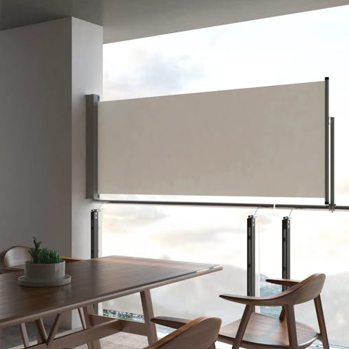 NNEVL Patio Retractable Side Awning 100 x 300 cm Cream