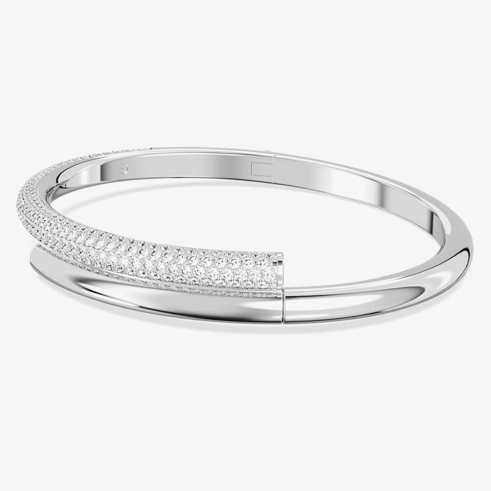 Swarovski Dextera Magnetic Closure Hinged Rhodium Plated Bangle 5674982 (S)