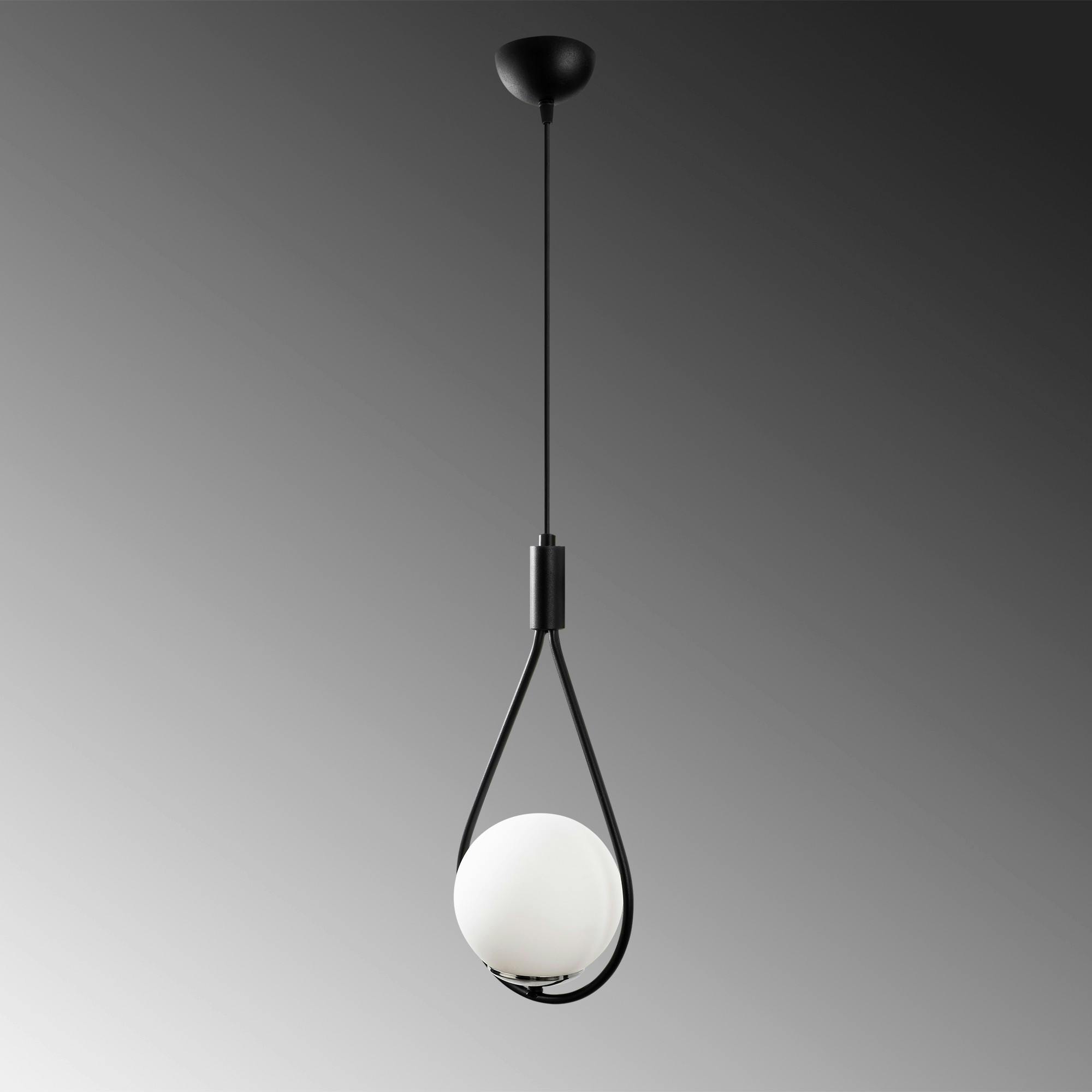 Suspension design noire forme goutte et globe blanc AVANOS