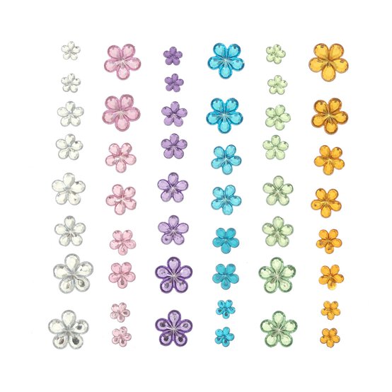 Flower Gem Stickers 48 Pack