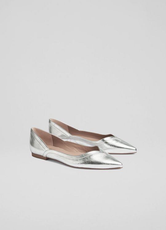 Violet Metallic Leather Point Flats