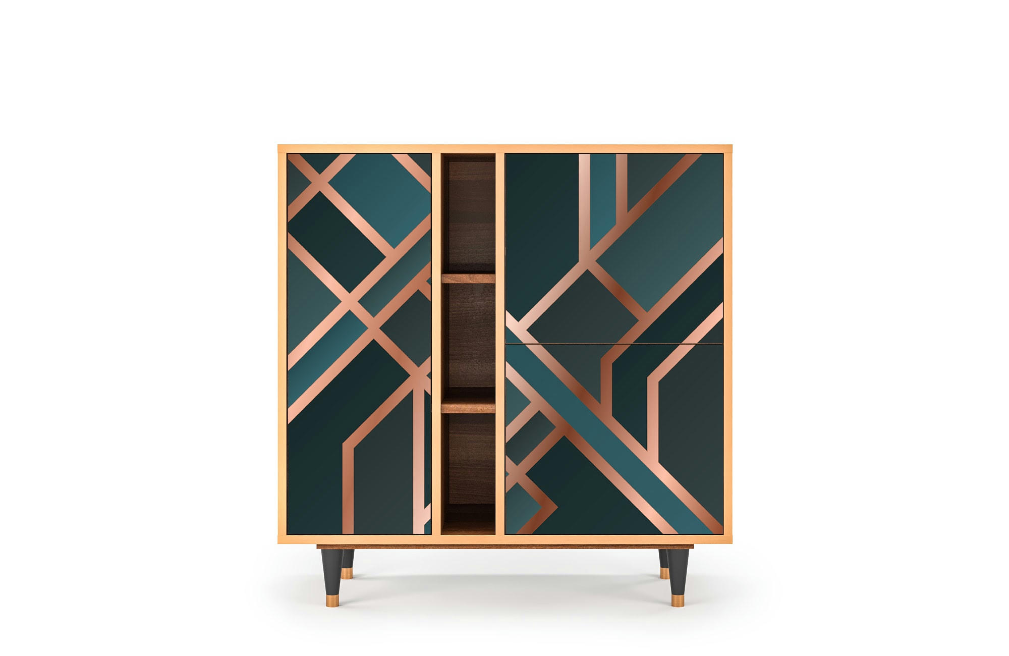 BRONZE CROSSROAD - Buffet  bleu-vert 3 portes L 94 cm