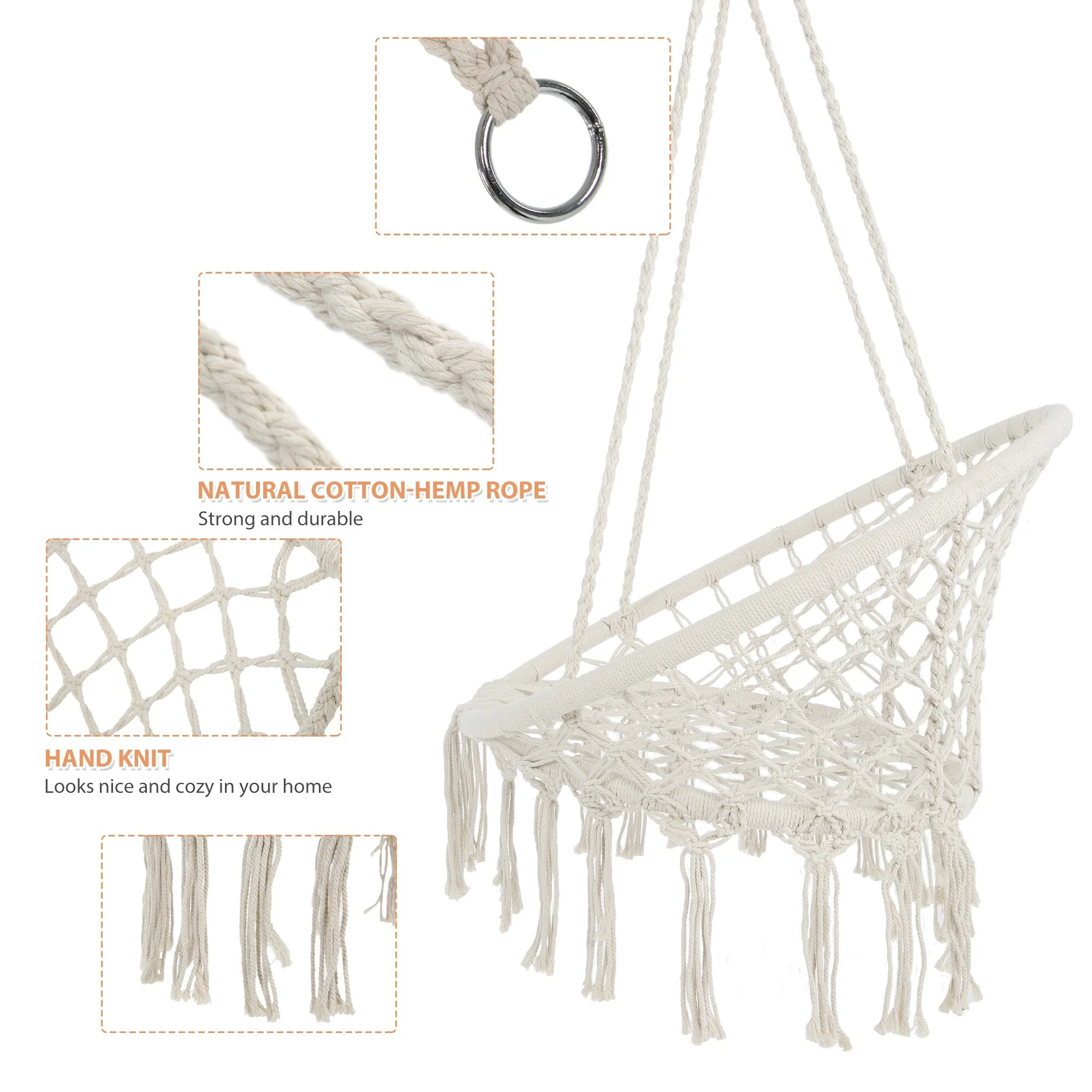 Cotton Macrame Hammock Swing