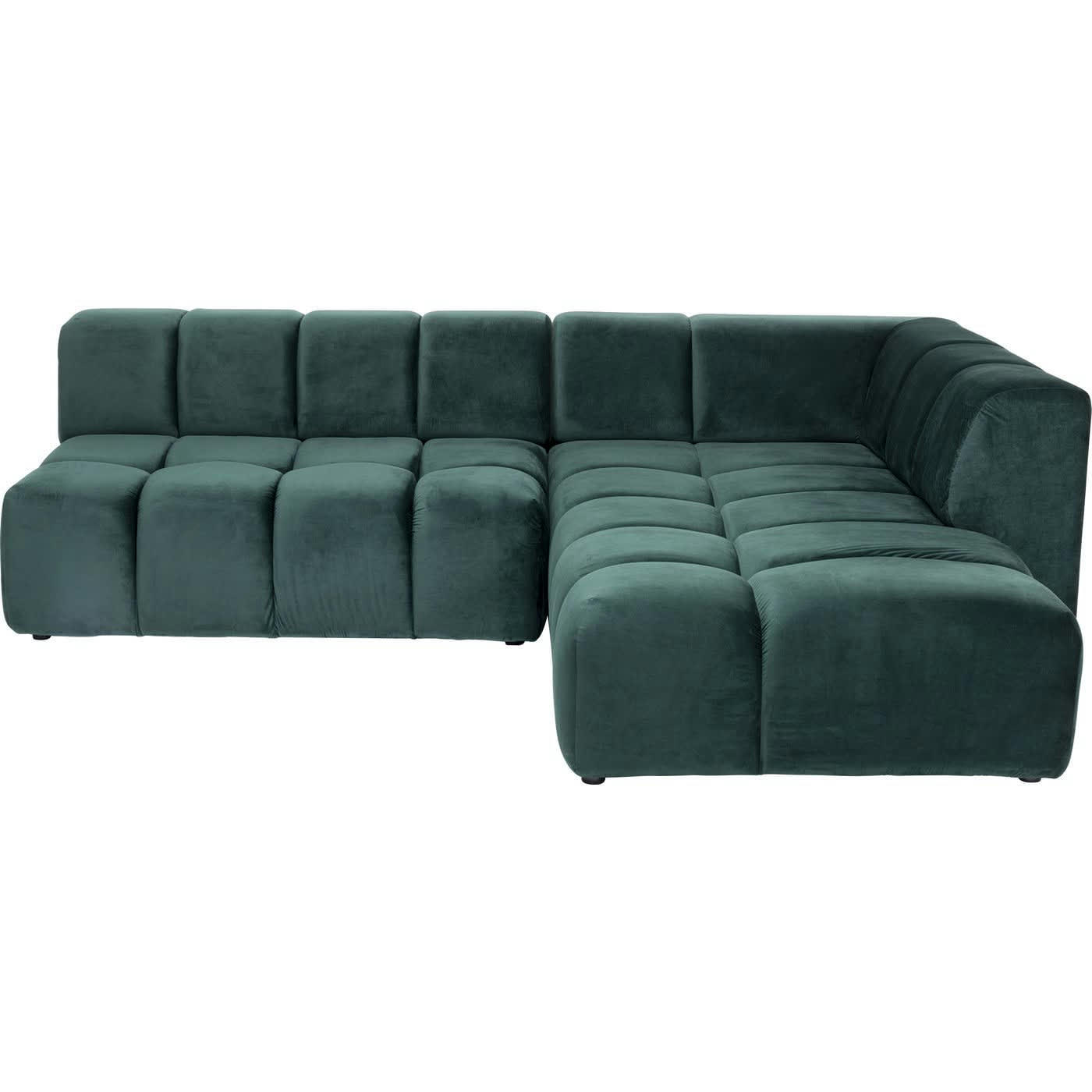 BELAMI - Canapé d'angle droit 4 places en tissu vert foncé