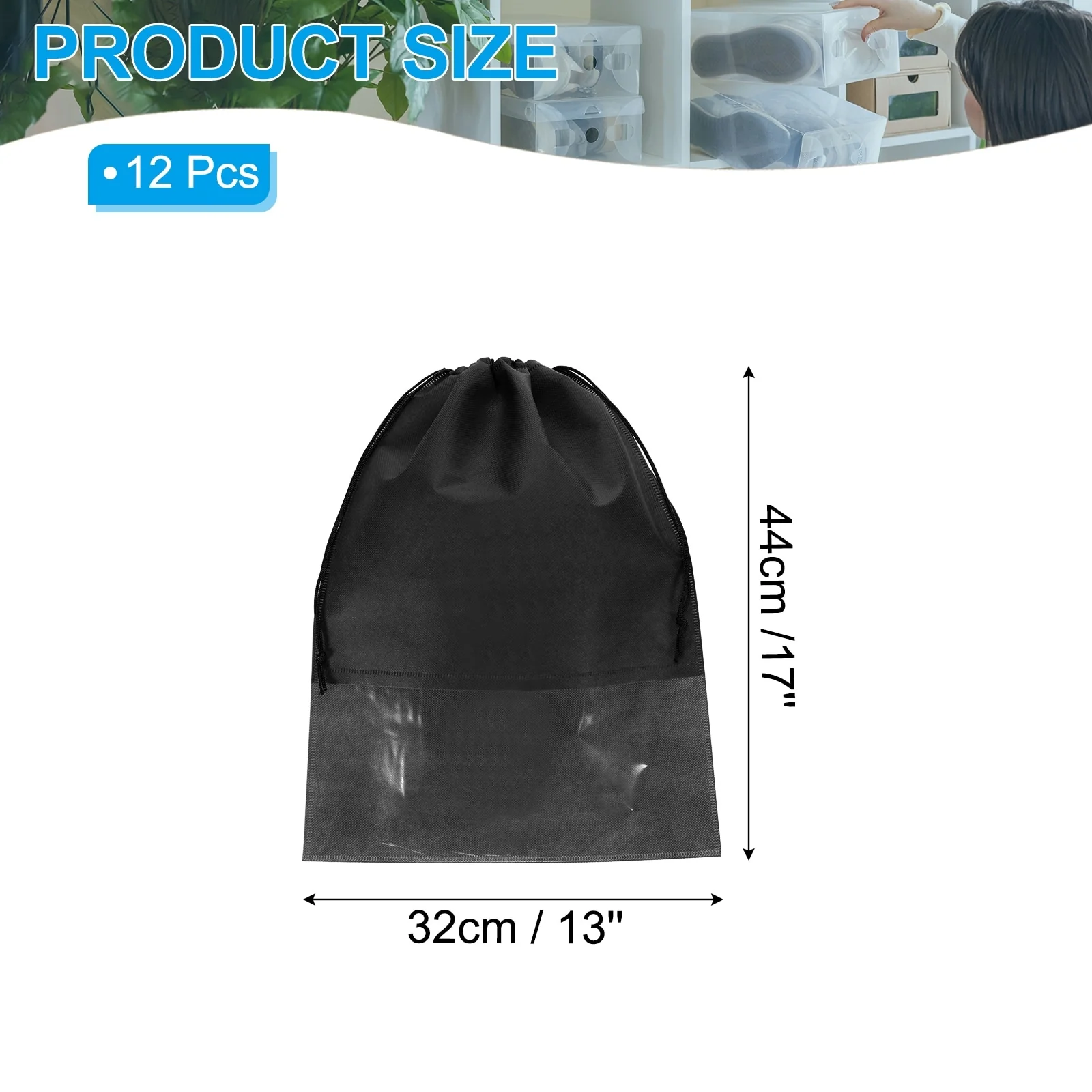 12Pcs Drawstring Shoe Bag 14x11 Travel Shoe Bags Shoe Organizer Pouch