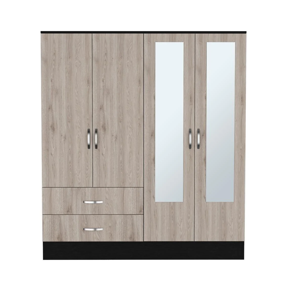19.4 Modern Mirrored Armoire with Hanging Rod, Two Spacious Drawers and Three Interior Shelves