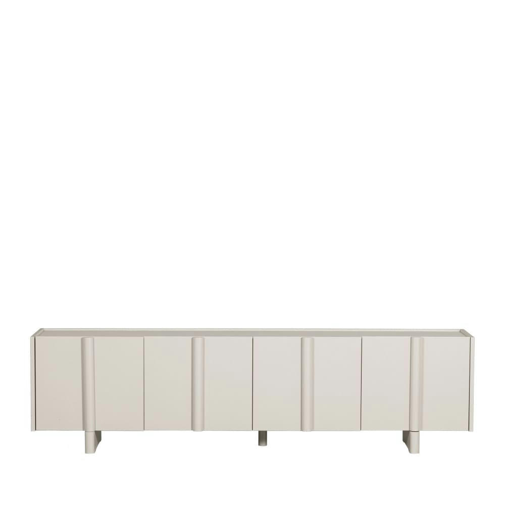 BASU - Meuble TV 4 portes en bois L200cm gris clair