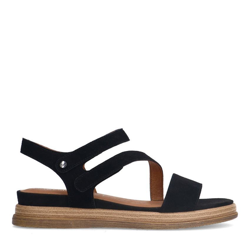 No Stress Zwarte leren sandalen