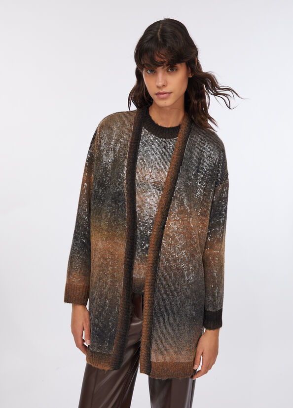 Cardigan lungo con paillettes