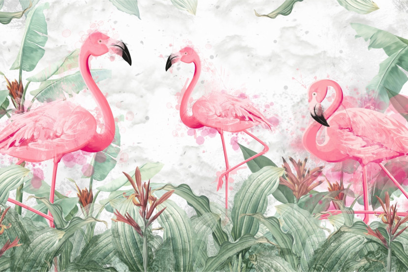 Fototapeta Flamingi W Stylu Boho 90x60cm