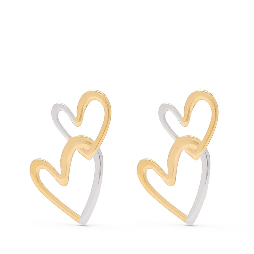 Manfield Zilver- en goudkleurige gemixte hartjes oorbellen