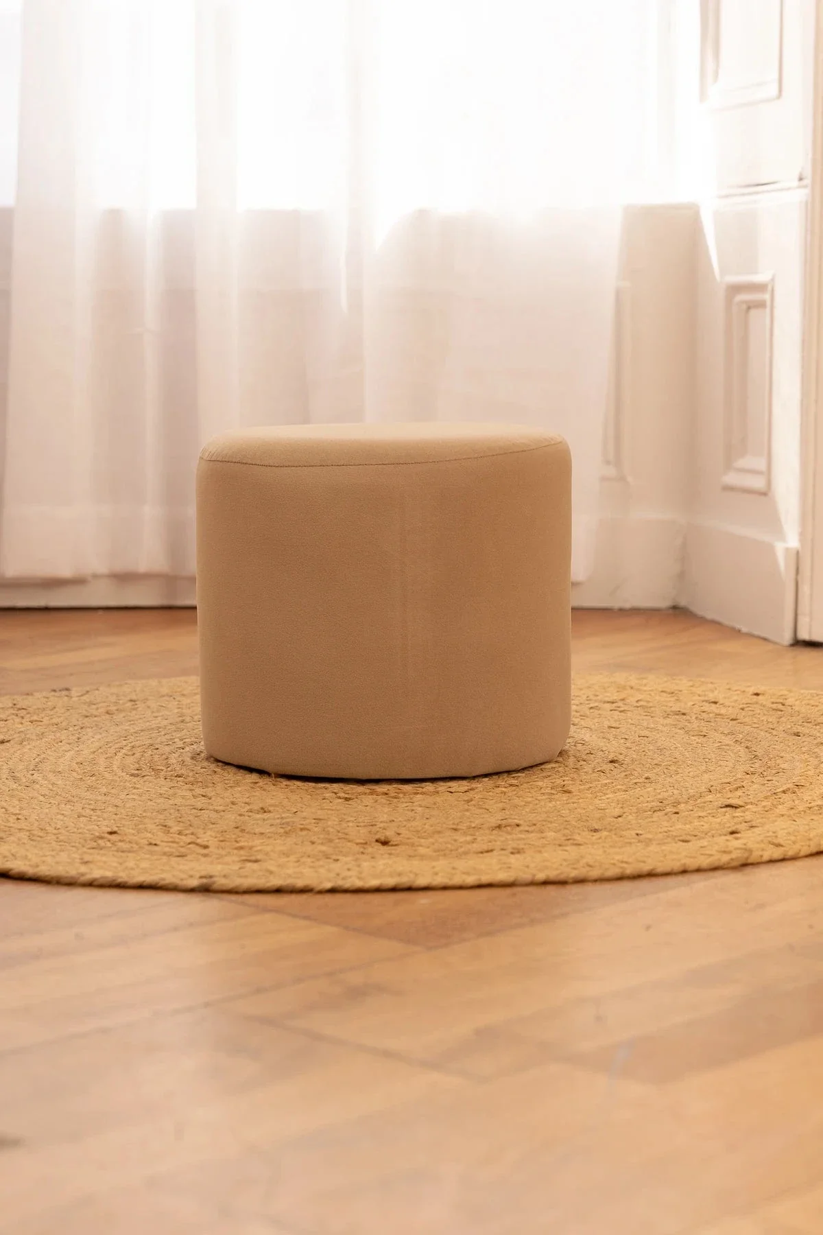 Small Velvet Taupe Stool