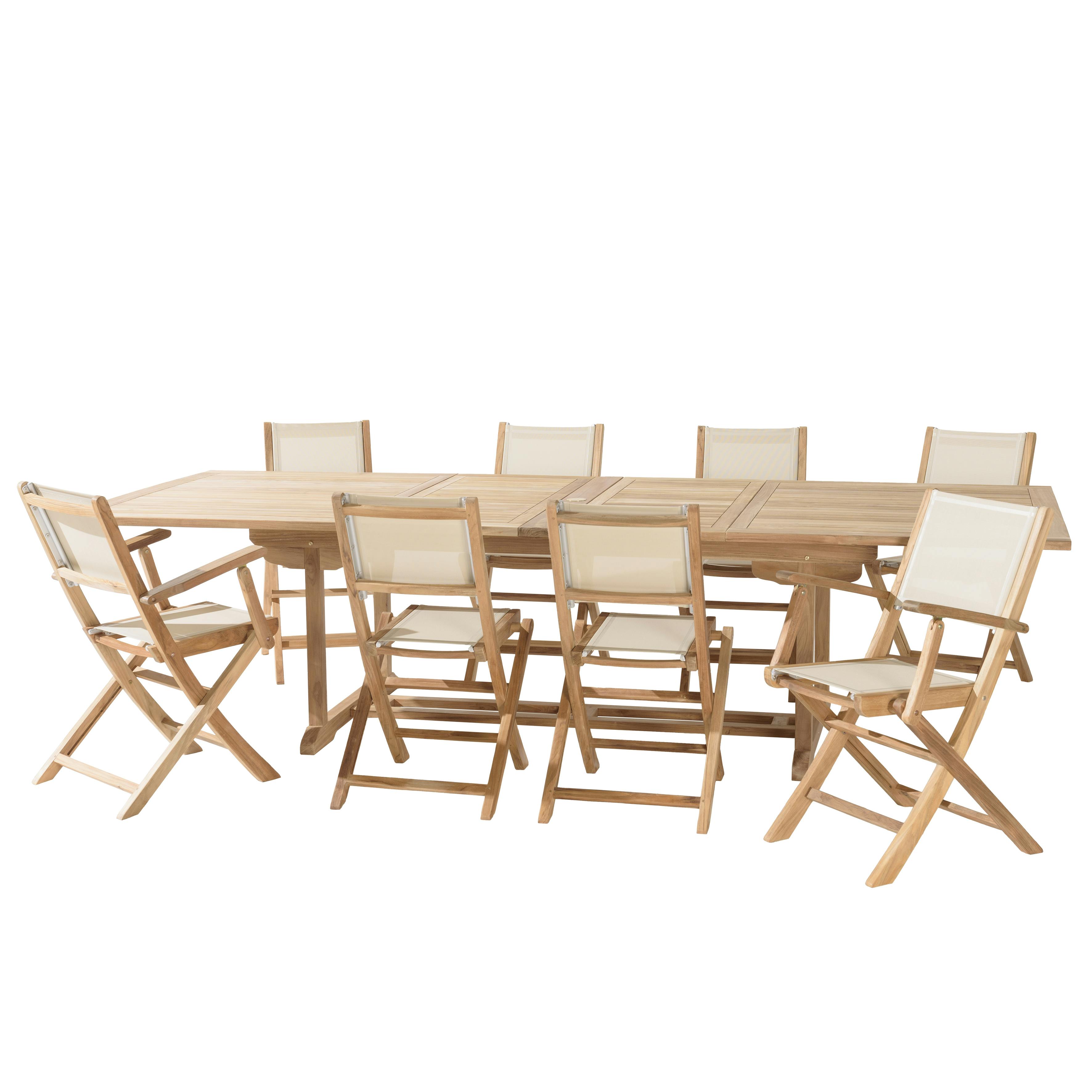 Ensemble de repas table rectangulaire 8 chaises en teck ALERIA