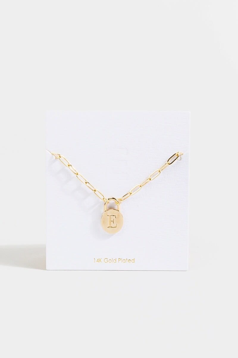 Initial Curb Chain Pendant Necklace Gold