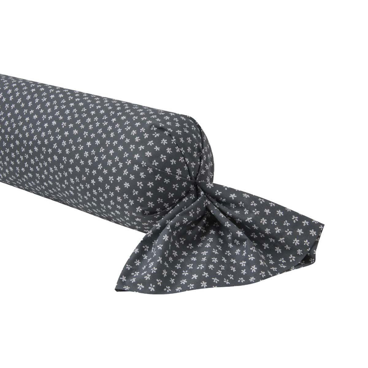 HORTENSE - Taie de traversin imprimé en lyocell gris 85x185