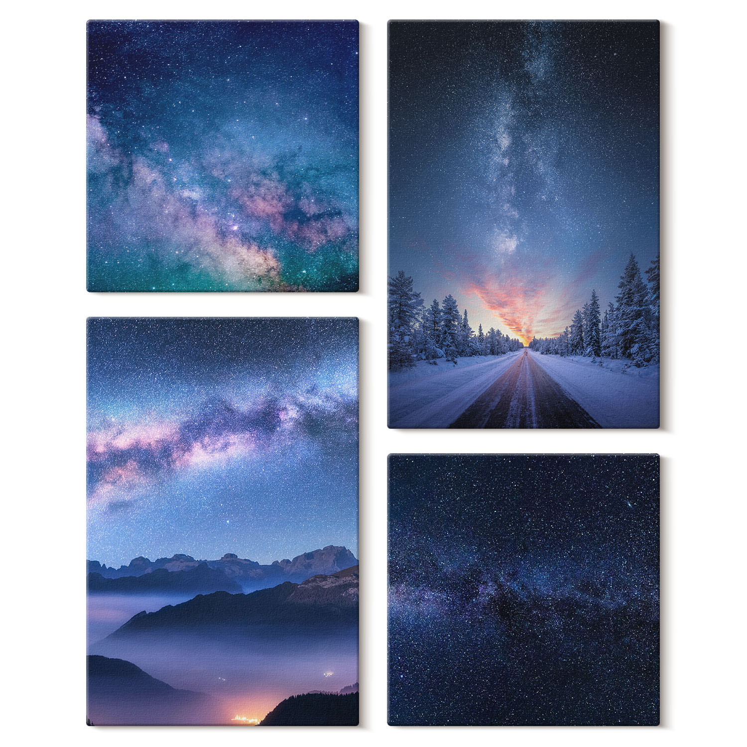 Obraz canvas 4 częściowy Krajobraz zimowy |40x40, 40x60| Wallfluent