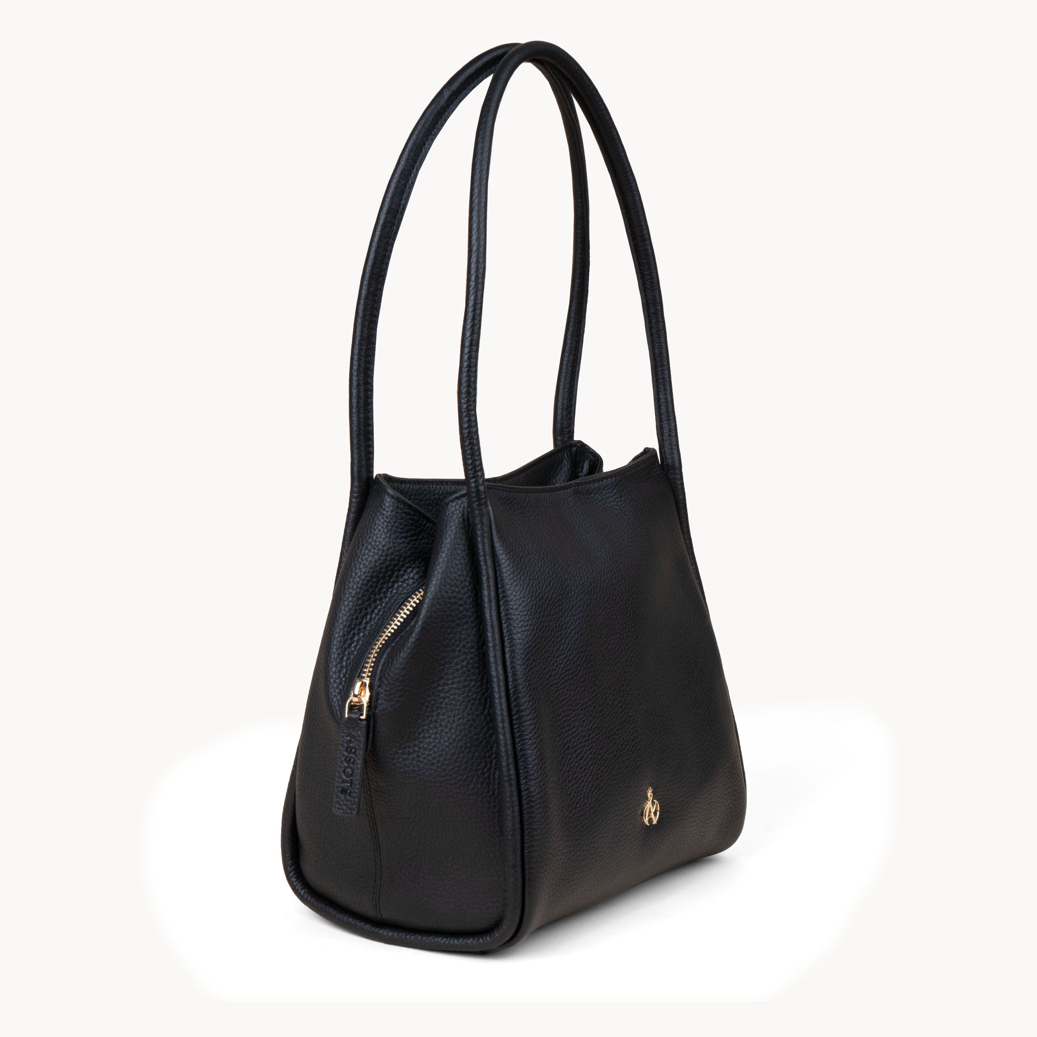 Assots London DEBBIE' Pebble Grain Real Leather Shoulder Bag