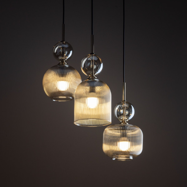 TK Lighting Sophia Cognac Lampa Wisząca na kole ryflowane brąz szkło 3Xe14