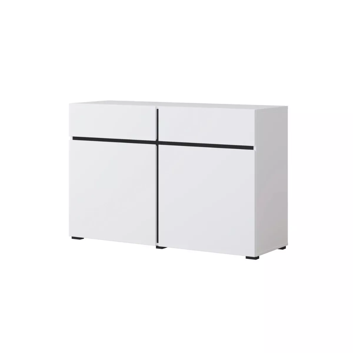 Komoda CROSS 2D2S 119cm biała/czarna