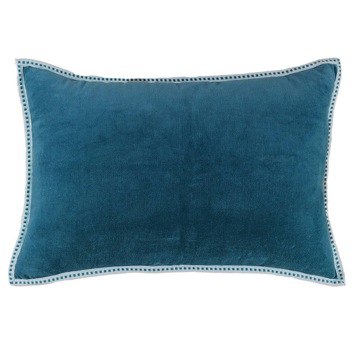 ERIN - Housse de coussin velours de coton  60x40 bleu peacock