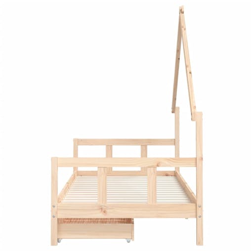 NNEVL Kids Bed Frame with Drawers 90x190 cm Solid Wood Pine