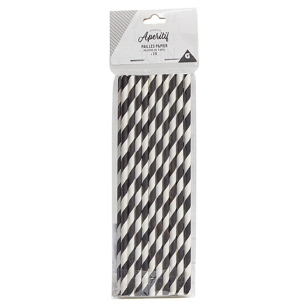 Pailles en papier x20 motif chevron