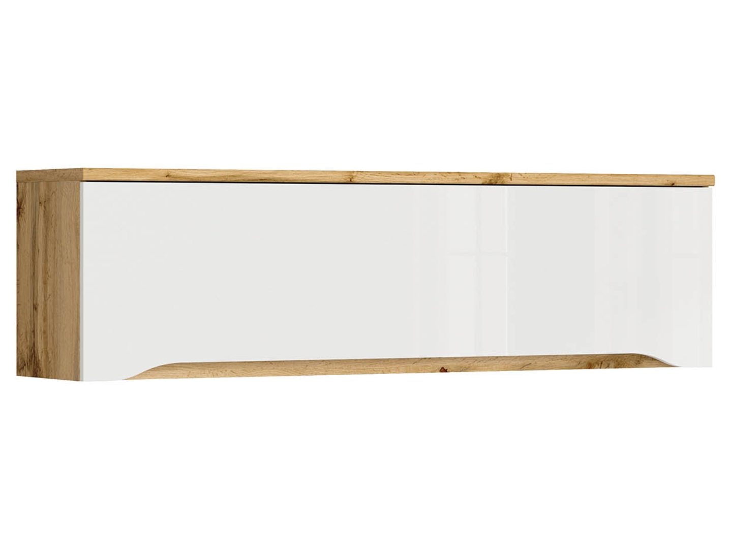 Szafka wisząca Nuis 135 cm otwarta dąb wotan/biały połysk