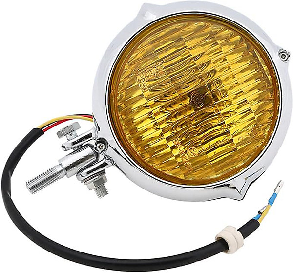 BASHLWUA 1 pièce de moto électrique rétro (verre blanc galvanisé), phare de moto de 3,5 pouces, phare rétro
