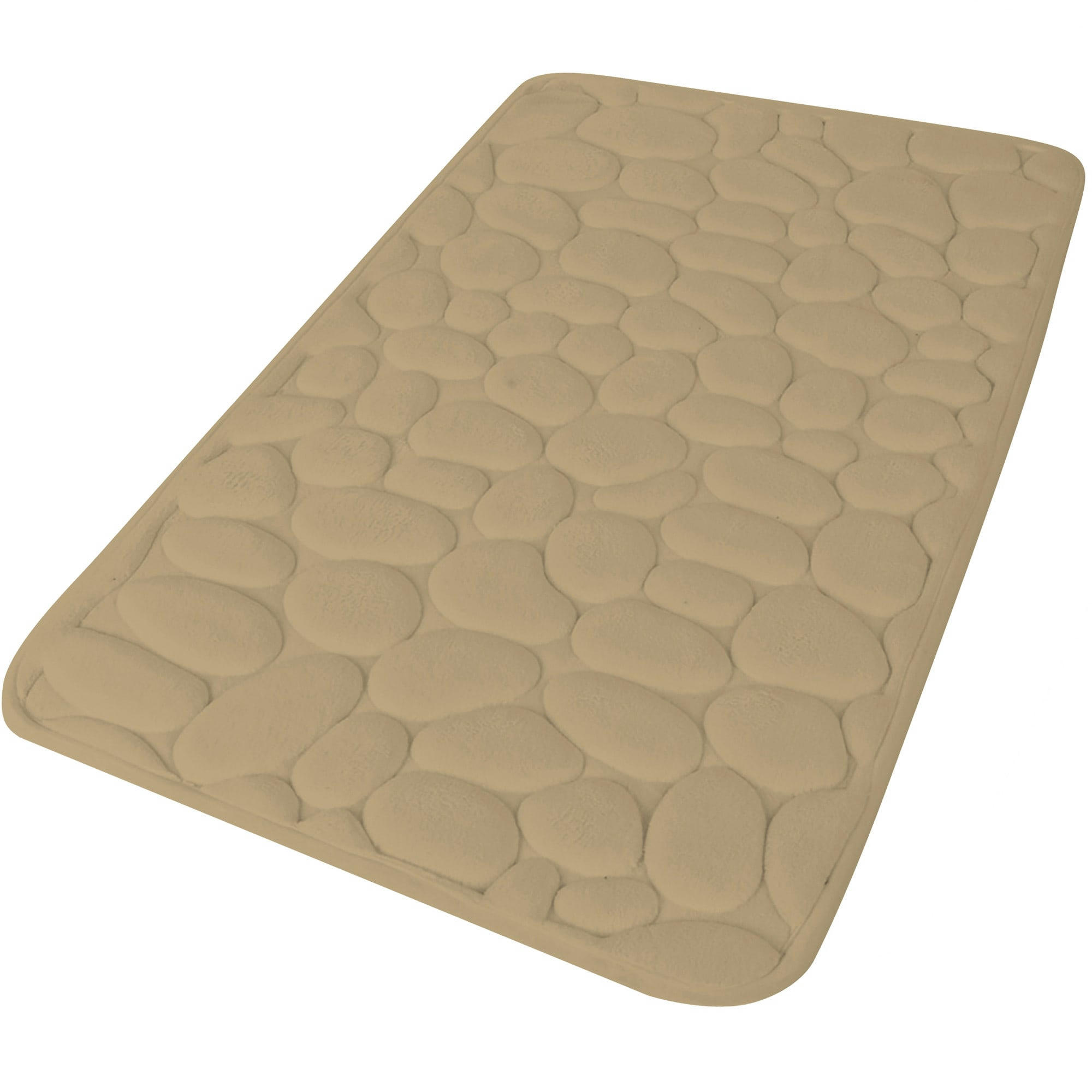 - Tapis de bain mémoire de forme motifs galets beige sable 50x80cm