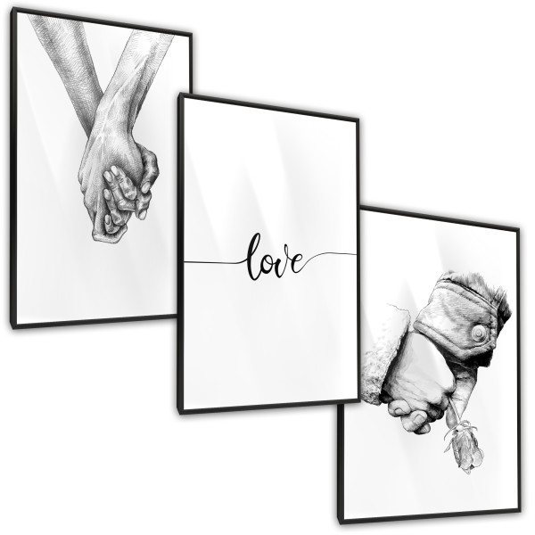 ZESTAW 3X PLAKAT Dłonie Love Miłość 30x40cm