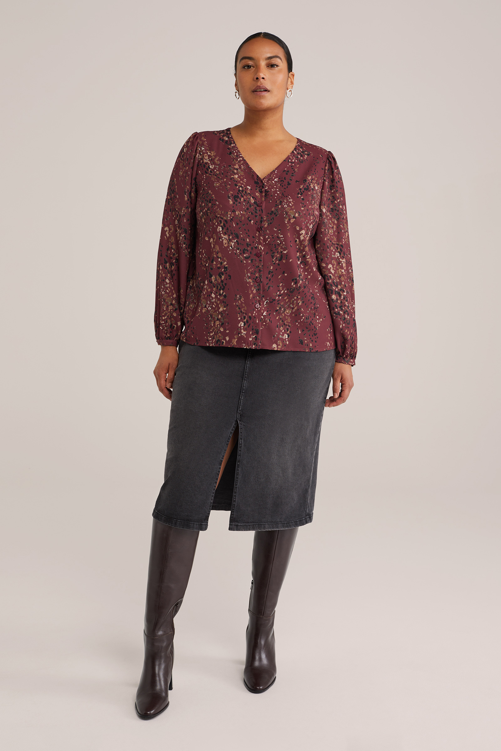 Dames blouse met V-hals - Curve