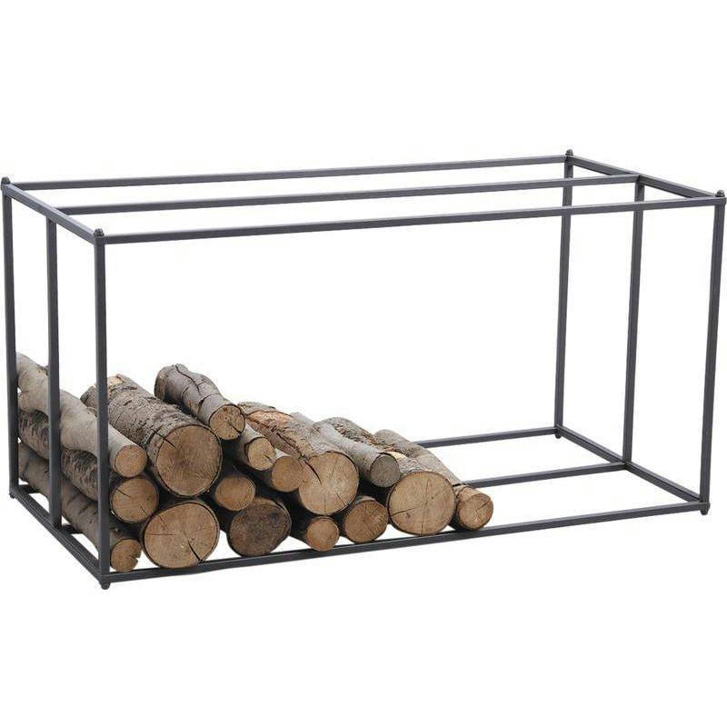 - Porte-bûches horizontal en métal gris