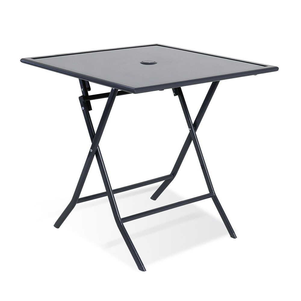 Table de jardin London pliante 2 personnes gris anthracite 70x70xH71cm