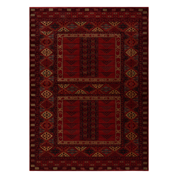 Dywan wełniany KASHQAI 4346 300 orientalny, geometryczny bordo 120x170 cm