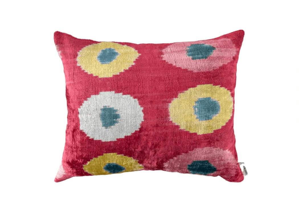 - Housse de coussin velours et soie ikat  40x50 multicouleur
