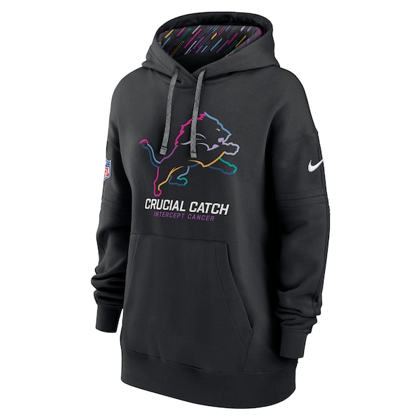 Detroit Lions Nike Women's 2024 NFL Crucial Catch Club Pullover Hoodie - Black