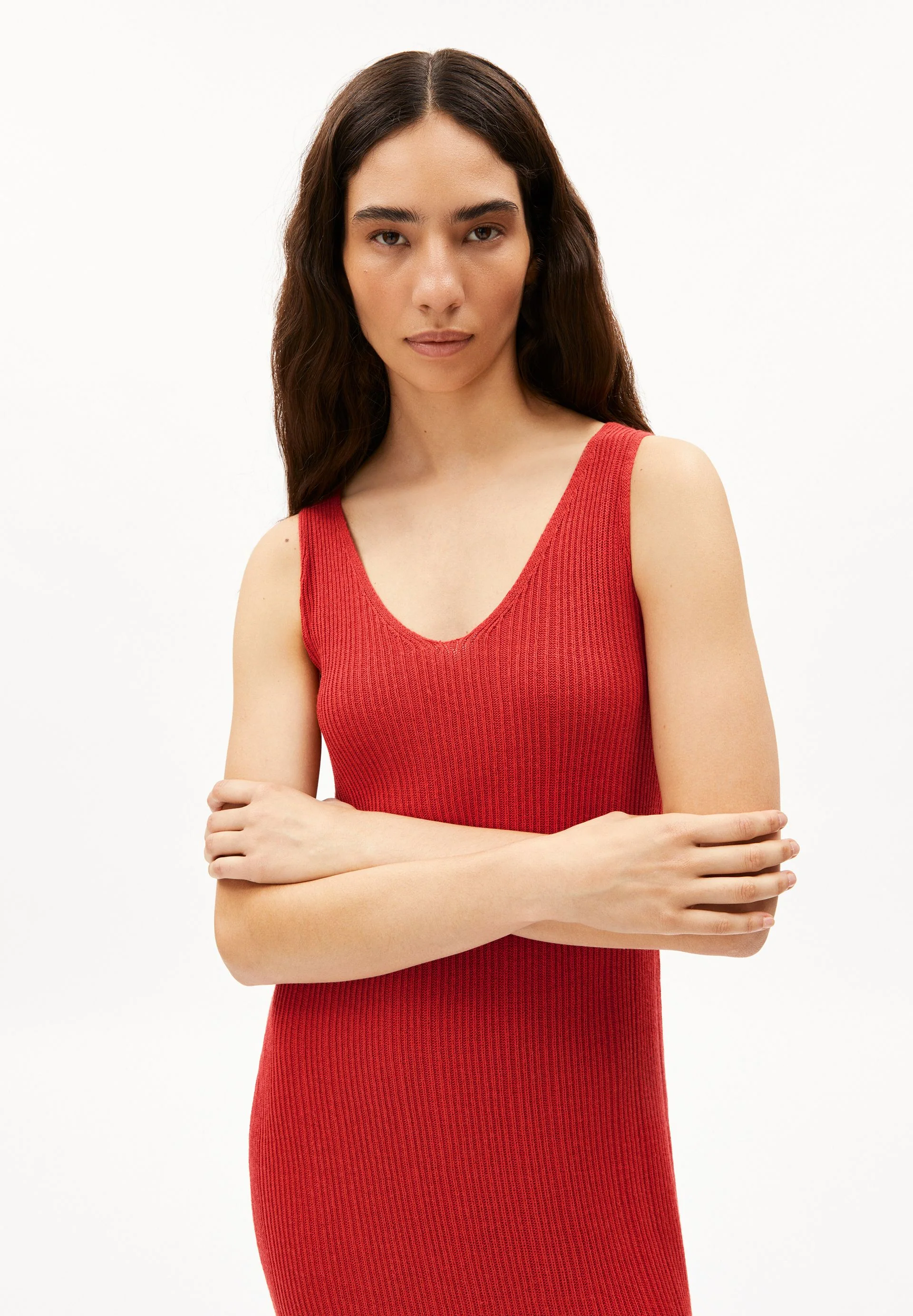 LINEN BLEND KNIT DRESS