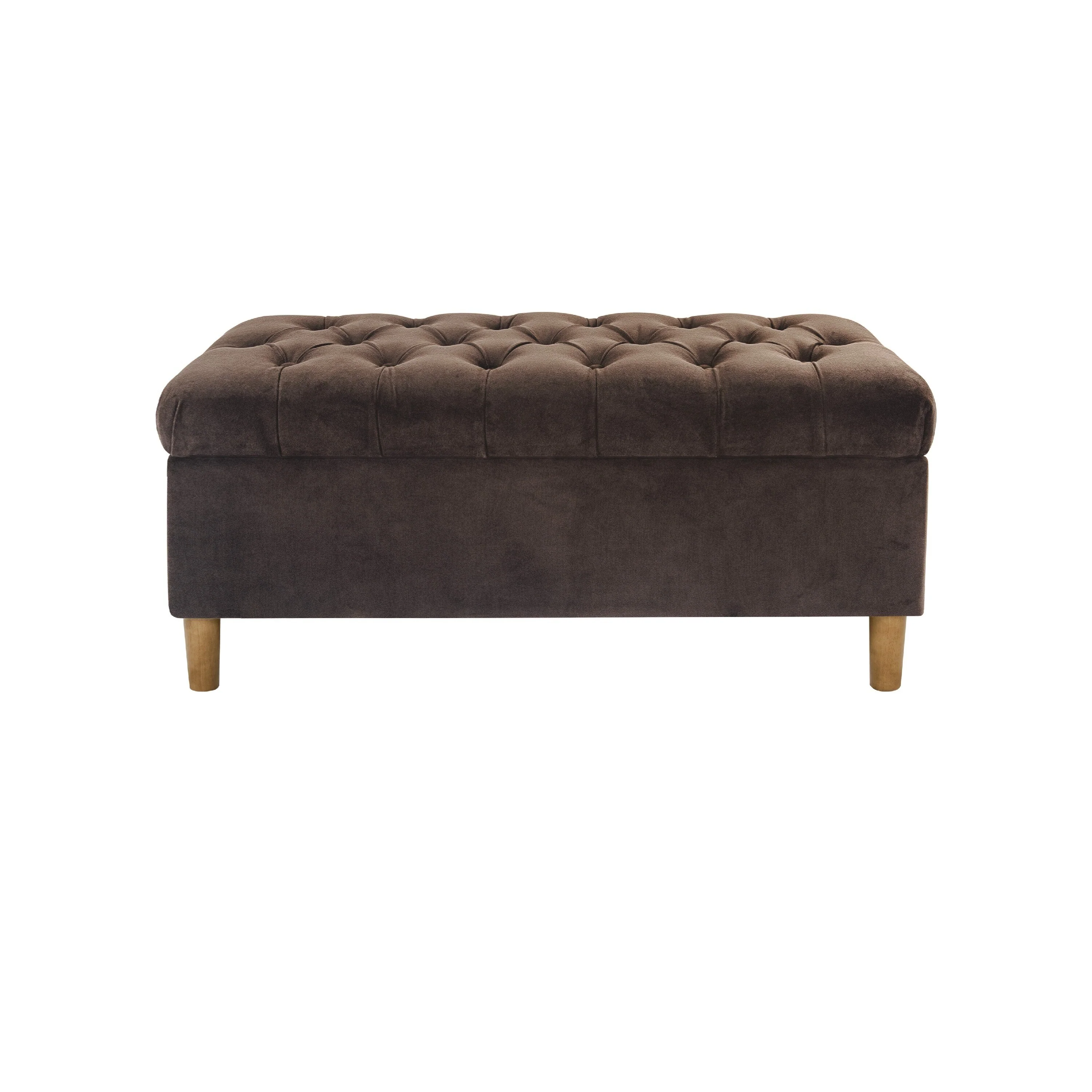 Sol Storage Bench Ottoman, Chocolate Brown Velvet, Wood, 40 Inch