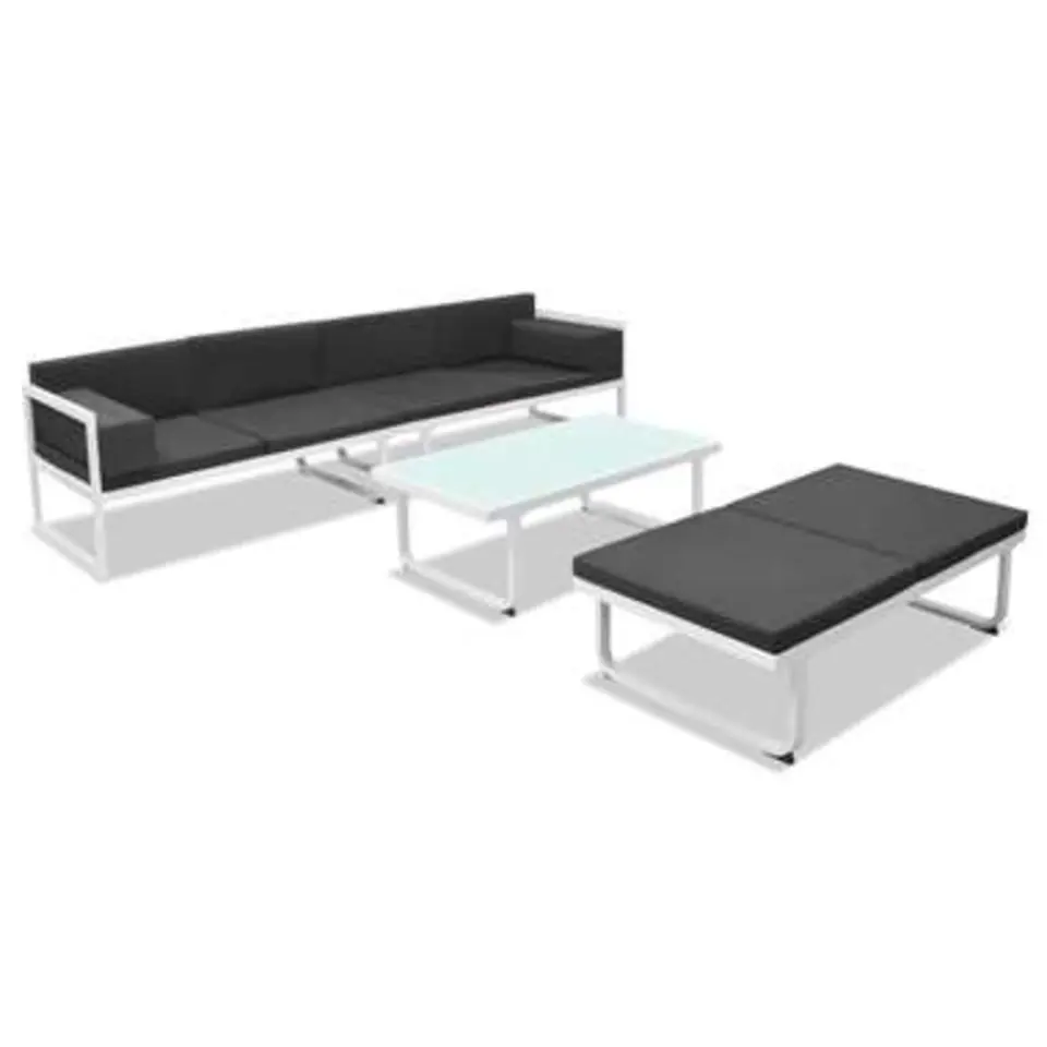 vidaXL - Loungeset - Zwart - Aluminium