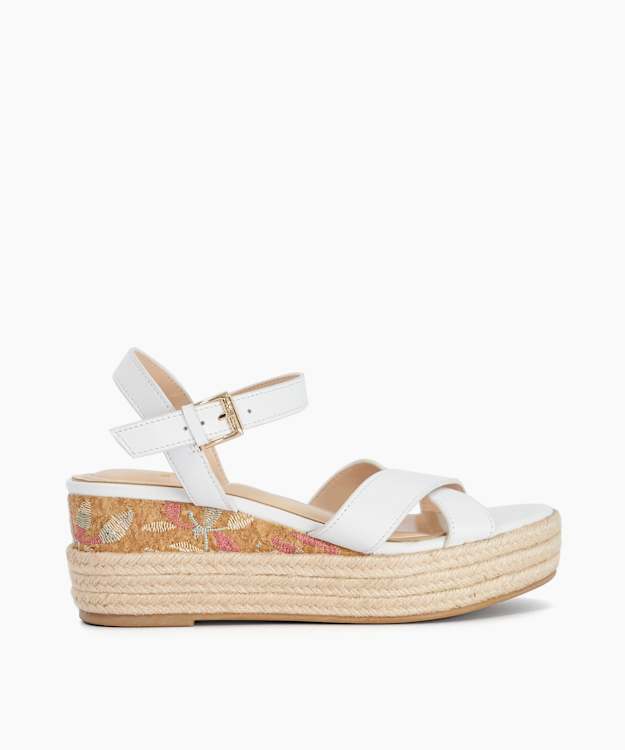 Kalmias White - Raffia Flatform Wedge