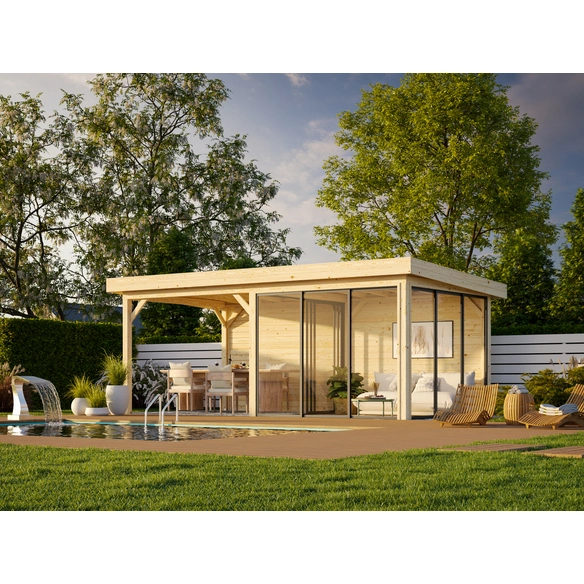 Pavillon »Lenna«, Aufstellmaße BxTxH: 628 x 340 x 245 cm, tauchgrundiert, Holz